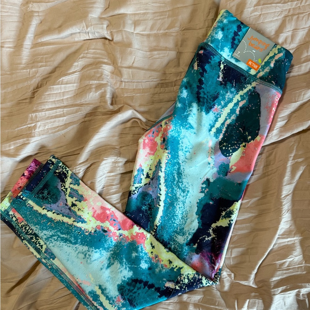 Girls Jumping Beans Active Vibrant Abstract Leggings – Size 7 | NWT | Fun & Comf
